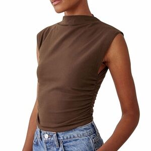 Reformation Ruched Lindy Tee in Brown